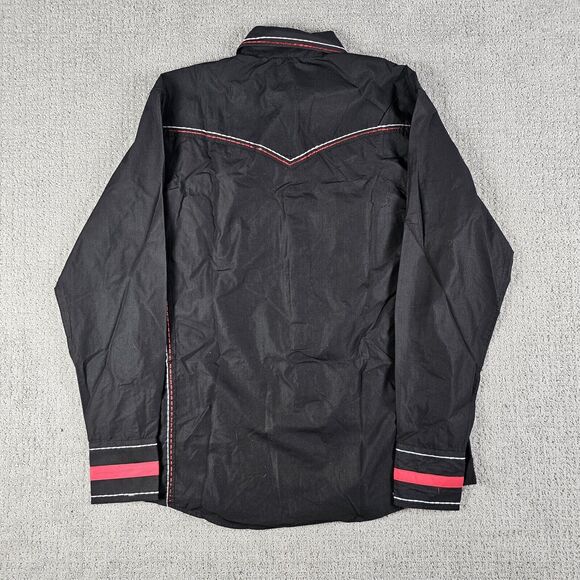 Ace of‎ Diamond Black Western LS Shirt Red Embroidery Button Up Mens Size S - Picture 2 of 9